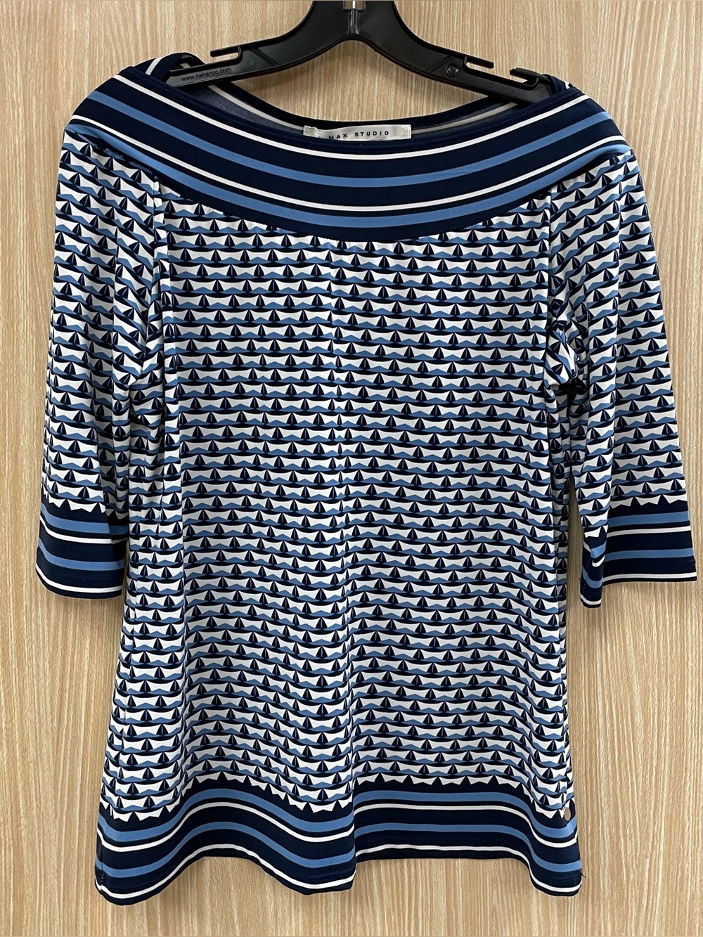 Max Studio White Print Top Size L